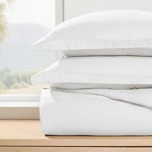 New Linens and Hutch 3-Piece King Essential Duvet Cover Set White Wrinkle Free